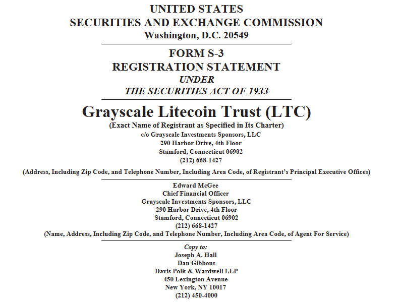Grayscale 寻求美国证券交易委员会批准其 Litecoin、Bitcoin Cash 和 Hedera Exchange-Traded Funds (ETFs)